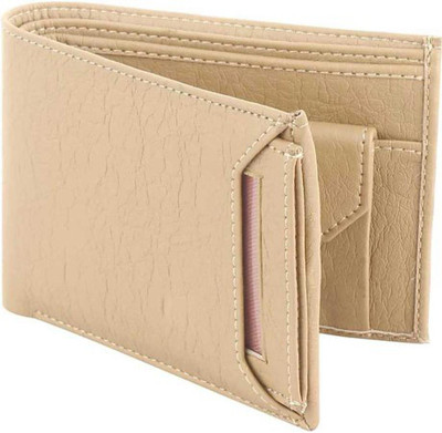 loscco Men Casual Khaki Artificial Leather Wallet(8 Card Slots)