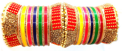 Soniaa Creation Plastic Crystal Bangle Set(Pack of 46)
