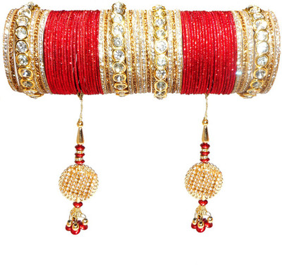 Vardhman Metal Zircon Bangle Set(Pack of 56)