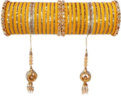 Royal Bangles Metal, Plastic Zircon Bangle Set
