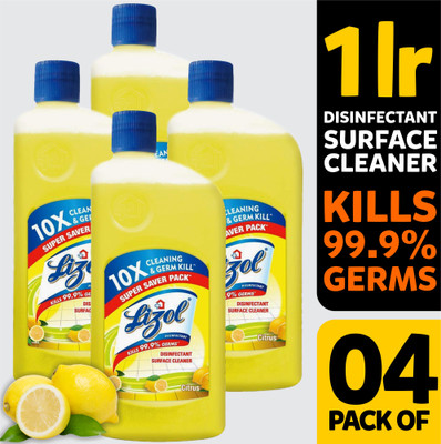 Lizol Disinfectant Surface Cleaner 1Liter (PACK OF 04) Citrus(4 x 975 ml)