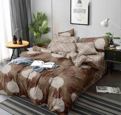 SARB TEXTILES 160 TC Cotton Double Self Design Flat Bedsheet(Pack of 1, Dark Brown)