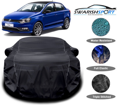 Swarish Car Cover For Volkswagen Ameo 1.0 MPI Highline Plus Petrol (With Mirror Pockets)(Black)