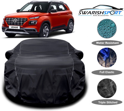 Swarish Car Cover For Hyundai Venue (With Mirror Pockets)(Black)