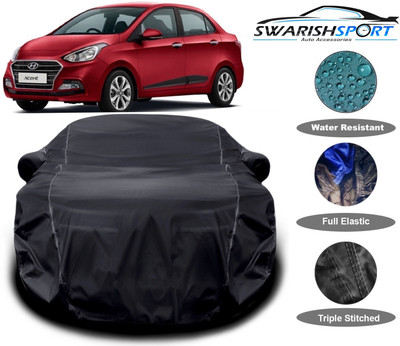 Swarish Car Cover For Hyundai Xcent (With Mirror Pockets)(Black)