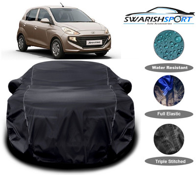 Swarish Car Cover For Hyundai Santro 1.0i (With Mirror Pockets)(Black)