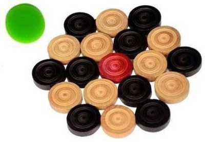 HACKERX shiny wooden coins for carrom board with sticker Carrom Pawns(Pack of 24)