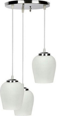 VAGalleryKing 3 Glass Steel Plate Pendant Ceiling Light Pendant Lamp Ceiling Lamp(White)