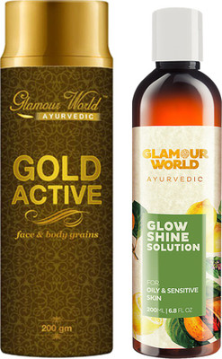 Glamour World Ayurvedic Gold Active & Glow Shine Solution(2 Items in the set)