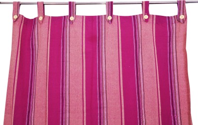 HOMEFLY 200 cm (7 ft) Cotton Room Darkening Door Curtain Single Curtain(Striped, Purple)