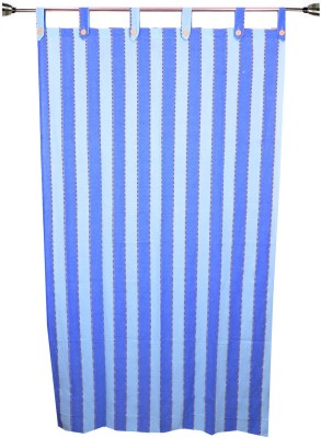 HOMEFLY 190 cm (6 ft) Cotton Room Darkening Door Curtain Single Curtain(Striped, Blue)