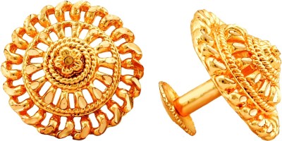 MEENAZ Temple Jewellery Traditional South Indian Screw Back 18k Brass Copper 22kt 1 one gram gold wedding bridal Stylish fancy party wear designer Antique Ethnic Studs Meenakari Flower Earrings for girls women wife Combo pack matte Golden Micro Micron Round Ear ring Collection small Tops Stud Set Fa