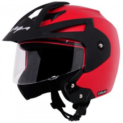 VEGA CRUX HI-QUALITY OPEN FACE RED 600 MM SIZE L Motorsports Helmet(Red)
