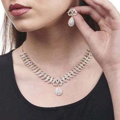 Pihoo Enterprise Alloy Gold-plated Gold Jewellery Set(Pack of 1)