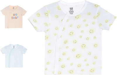 MINI KLUB Baby Boys Self Design Pure Cotton Regular T Shirt(Multicolor, Pack of 3)