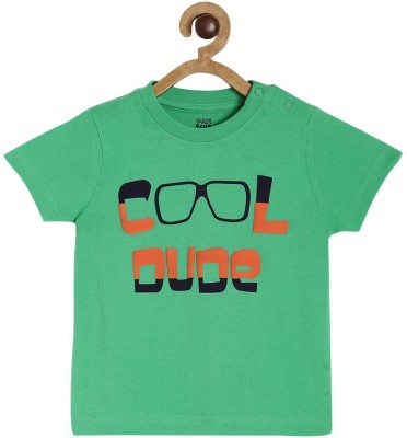 MINI KLUB Baby Boys Typography, Printed Pure Cotton Regular T Shirt(Green, Pack of 1)