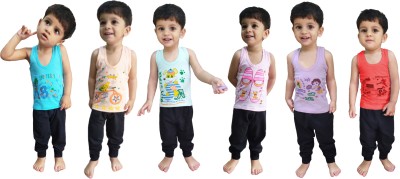 shreee Vest For Baby Boys & Baby Girls Cotton Lycra Blend(Multicolor, Pack of 6)