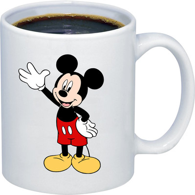 ADITI Designs Mickey Mouse on transparent background theme Ceramic Coffee Mug(350 ml)