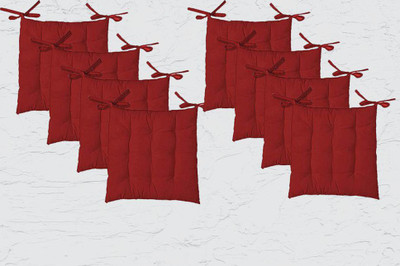 Comfowell Cotton Solid Chair Pad Pack of 8(Maroon)