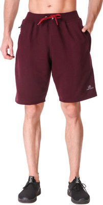 UZARUS Solid Men Maroon Basic Shorts