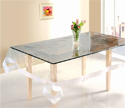 lala hathrasi Solid 6 Seater Table Cover(Transparent, PVC)