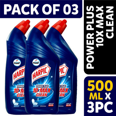 Harpic POWER PLUS 10X MAX CLEAN Original Liquid Toilet Cleaner(3 x 0.5 L)