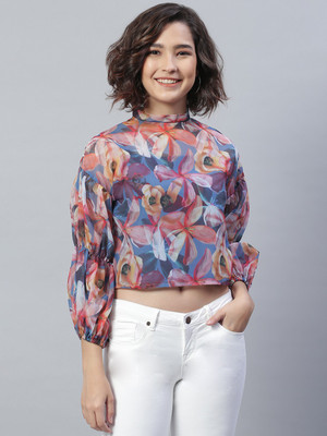 KASSUALLY Casual 3/4 Sleeve Printed Women Multicolor Top