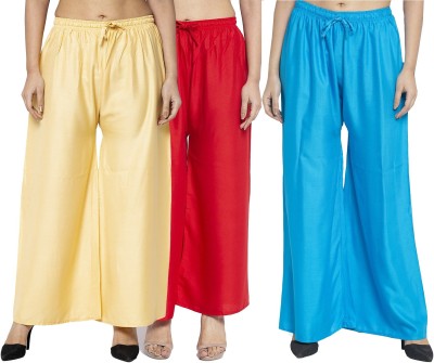 Swastik Stuffs Flared Women Beige, Red, Light Blue Trousers