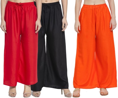 Swastik Stuffs Flared Women Red, Black, Orange Trousers