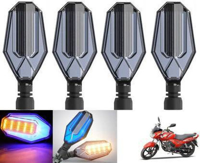 QZ DEVICE Front, Rear LED Indicator Light for TVS Star City, Universal For Bike(Yellow, Blue)