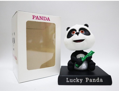 Daiyamondo LUCKY SMILING PANDA Big Size Bobble Head - Action Figure Moving Head Bobblehead Spring Dancing PVC Bobble Spring Dancing Doll Toy Car Dashboard Bounce Toys for Car Interior Dashboard Expression Bobble Head for Car Dashboard and Office Desk(Black, White)