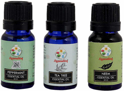 Sugandhim Peppermint + Tea Tree + Neem Essential Oil Pack Of 3(30 ml)