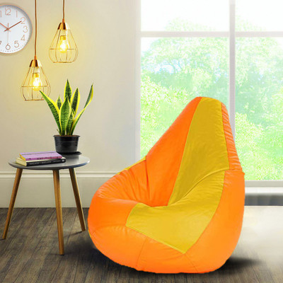 Devogue XXL Tear Drop Bean Bag Cover  (Without Beans)(Orange, Yellow)