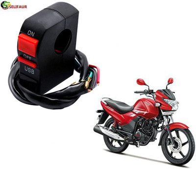 Selifaur C7B39 - Bike Headlight On/Off Switch Button Signal Light Switch with USB Charging Port Applicable Achiever 2 A Bike Mobile Charger