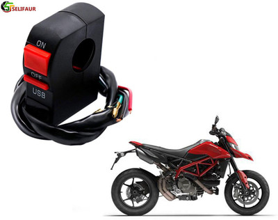 Selifaur C7B31 - Bike Headlight On/Off Switch Button Signal Light Switch with USB Charging Port Applicable Hypermotard 950 2 A Bike Mobile Charger