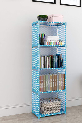 VIKNORT 5-Layer Metal Open Book Shelf(Finish Color - BLUE, DIY(Do-It-Yourself))
