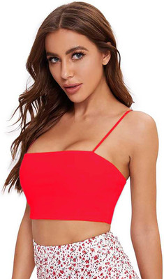 Kaidox Women Cami Bra Lightly Padded Bra(Red)