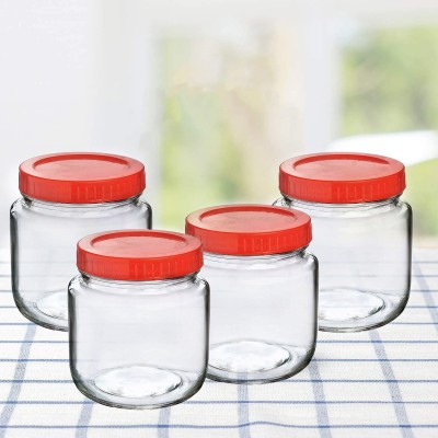 VINAR Glass Tea Coffee & Sugar Container  - 500 ml(Pack of 4, Clear)