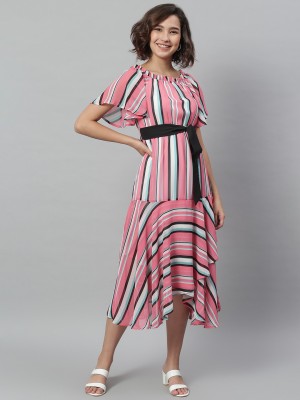 KASSUALLY Women Fit and Flare Pink Dress