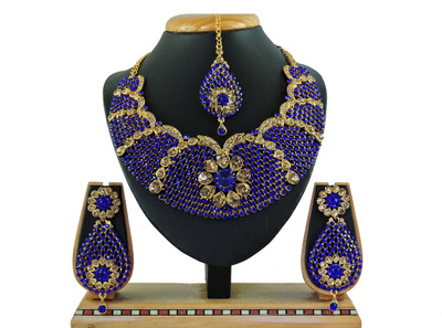 VATSALYA creation Alloy Gold-plated Blue Jewellery Set(Pack of 1)