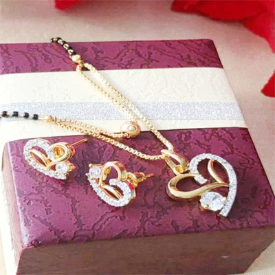 Pihoo Enterprise Alloy Gold-plated Gold, White Jewellery Set(Pack of 1)