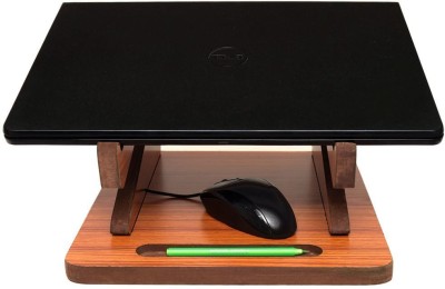 STUDIOTRINETRA Detachable Vertical Holder Laptop Stand (Brown) Ultra Slim Craft Wooden Handmade Laptop Stand Laptop Stand