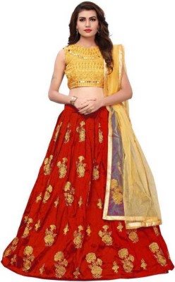 JAYMOGAL FASHION Embroidered Semi Stitched Lehenga Choli(Red, Yellow)