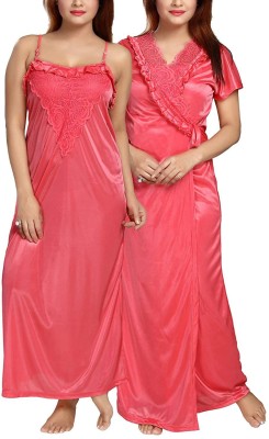 Be You Women Nighty with Robe(Pink)