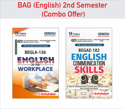 Gullybaba IGNOU BAG BEGLA-136 English At The Workplace & BEGAE-182 English Communication Skills In English 2nd Semester Combo Of Ignou Help Books With Solved Sample Papers And Important Exam Study Notes(Paperback, Gullybaba.com Panel) Gullybaba IGNOU BAG BEGLA-136 English At The Workplace & BEGAE-182 English Communication Skills In English 2nd Semester Combo Of Ignou Help Books With Solved Sample Papers And Important Exam Study Notes(Paperback, Gullybaba.com Panel)