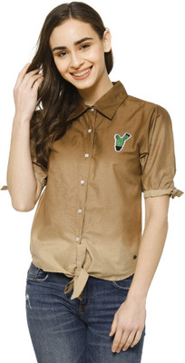 CAMPUS SUTRA Women Printed Casual Brown Shirt