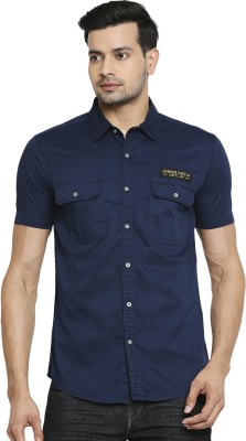 MUFTI Men Solid Casual Blue Shirt