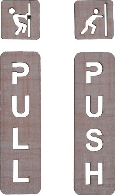 GLNRM 18 cm Self Adhesive New Push and Pull Sign Stickers SET - 1 Self Adhesive Sticker(Pack of 1)