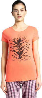 JOCKEY Graphic Print Women Round Neck Orange T-Shirt