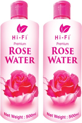 HI-FI Rose Water For Skin Cleansing and Tonning, Paraben Free 500 ml - (Pack of 2) Men & Women(1000 ml)